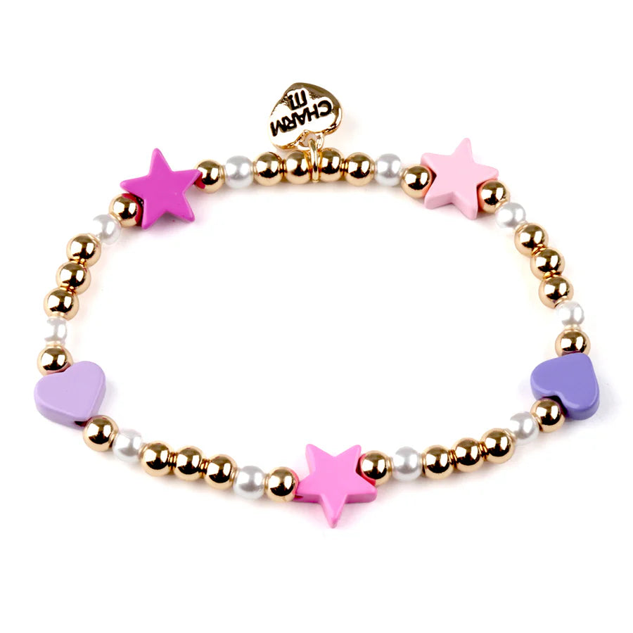 Heart & Star Gold Pearl Bracelet