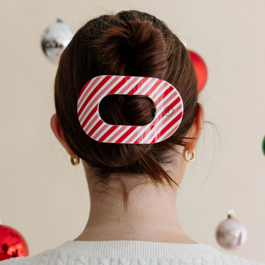 Candy Cane Crush Flat Round Hair Clip