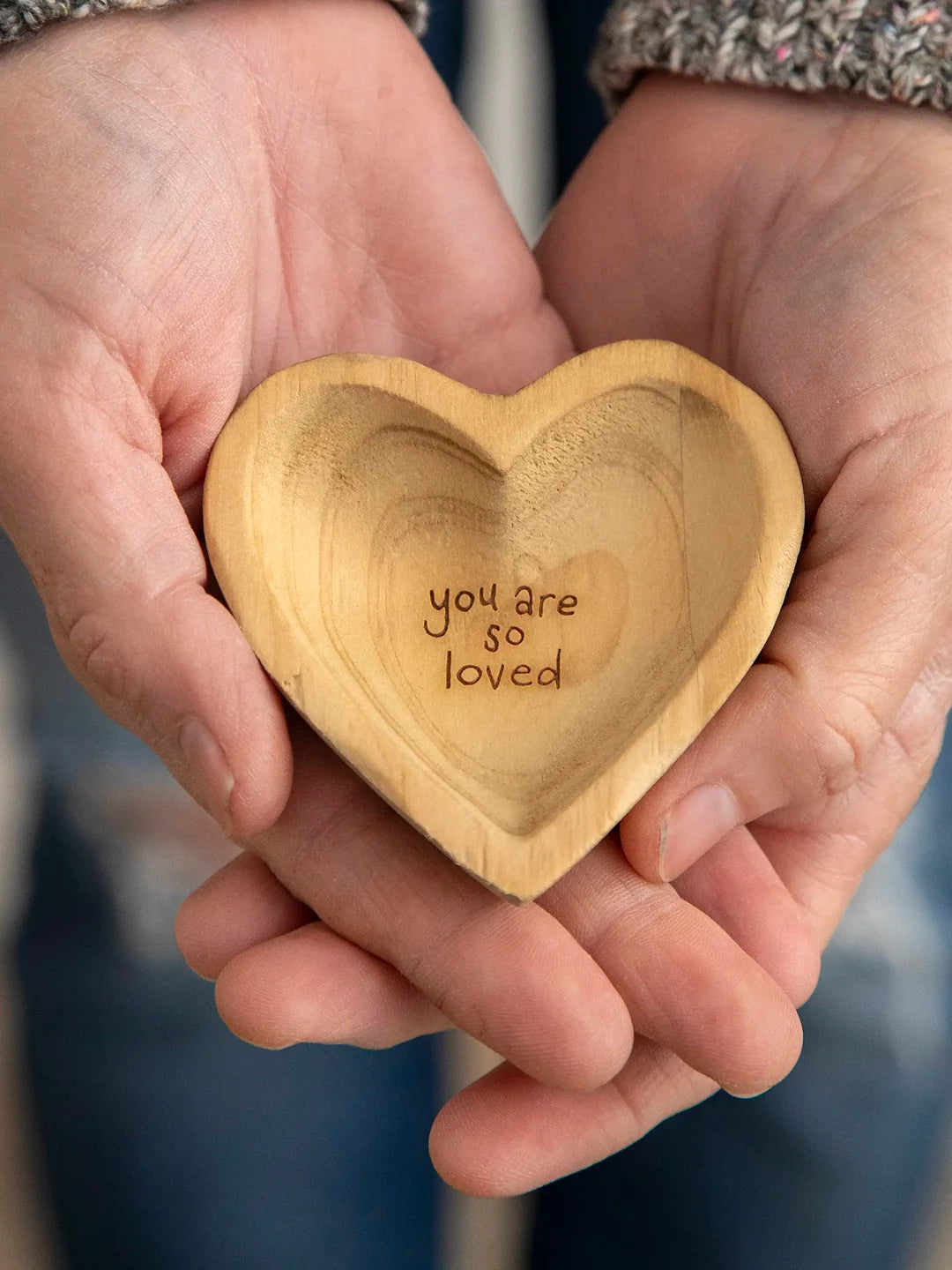Wooden Heart Trinket Jewelry Dish