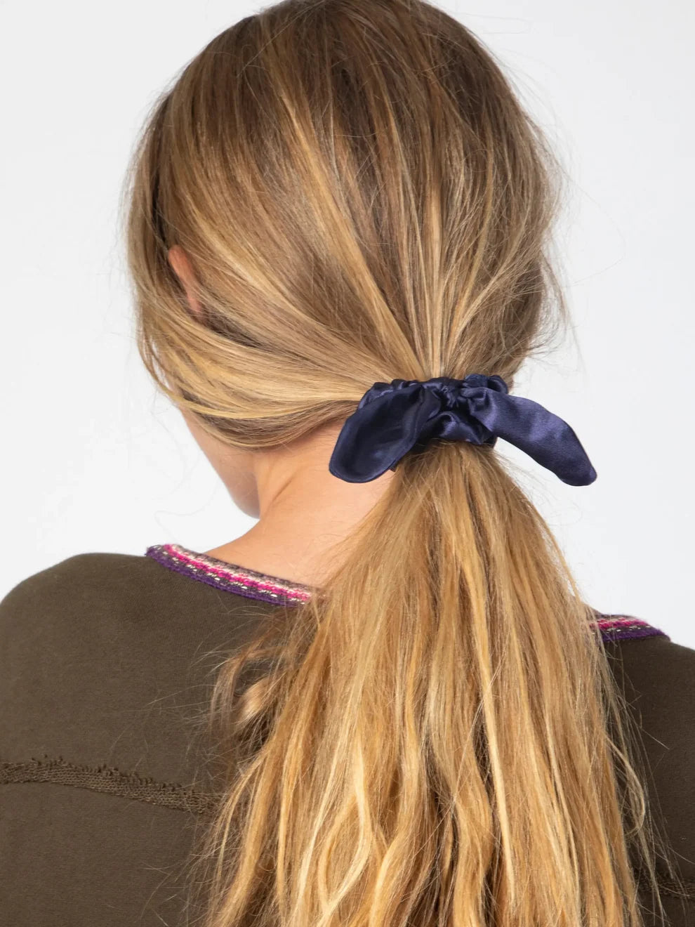 Blue Mixed Print Bow Scrunchie Set