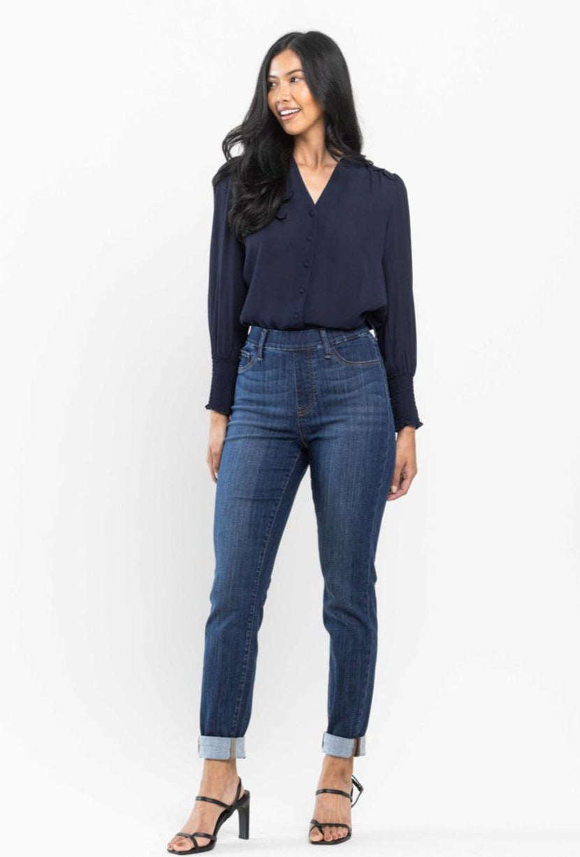 High Waist | Slim | Pull-On Double Cuff Jeans