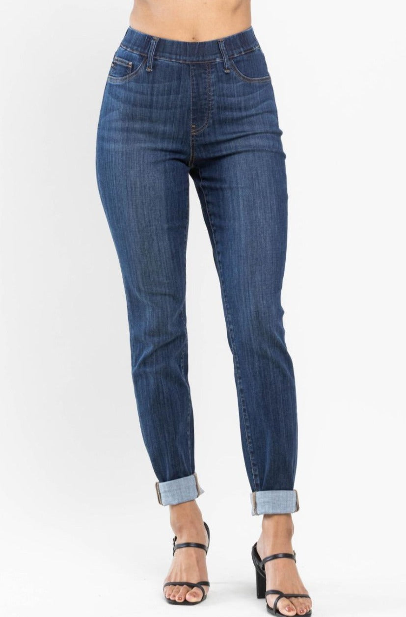 High Waist | Slim | Pull-On Double Cuff Jeans