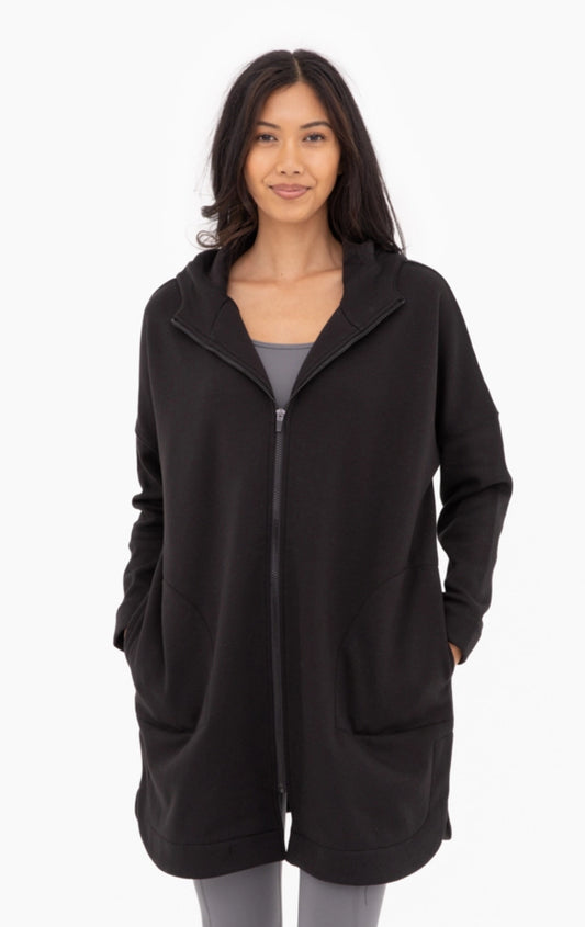 Longline Zip-Up Jacket with Hood