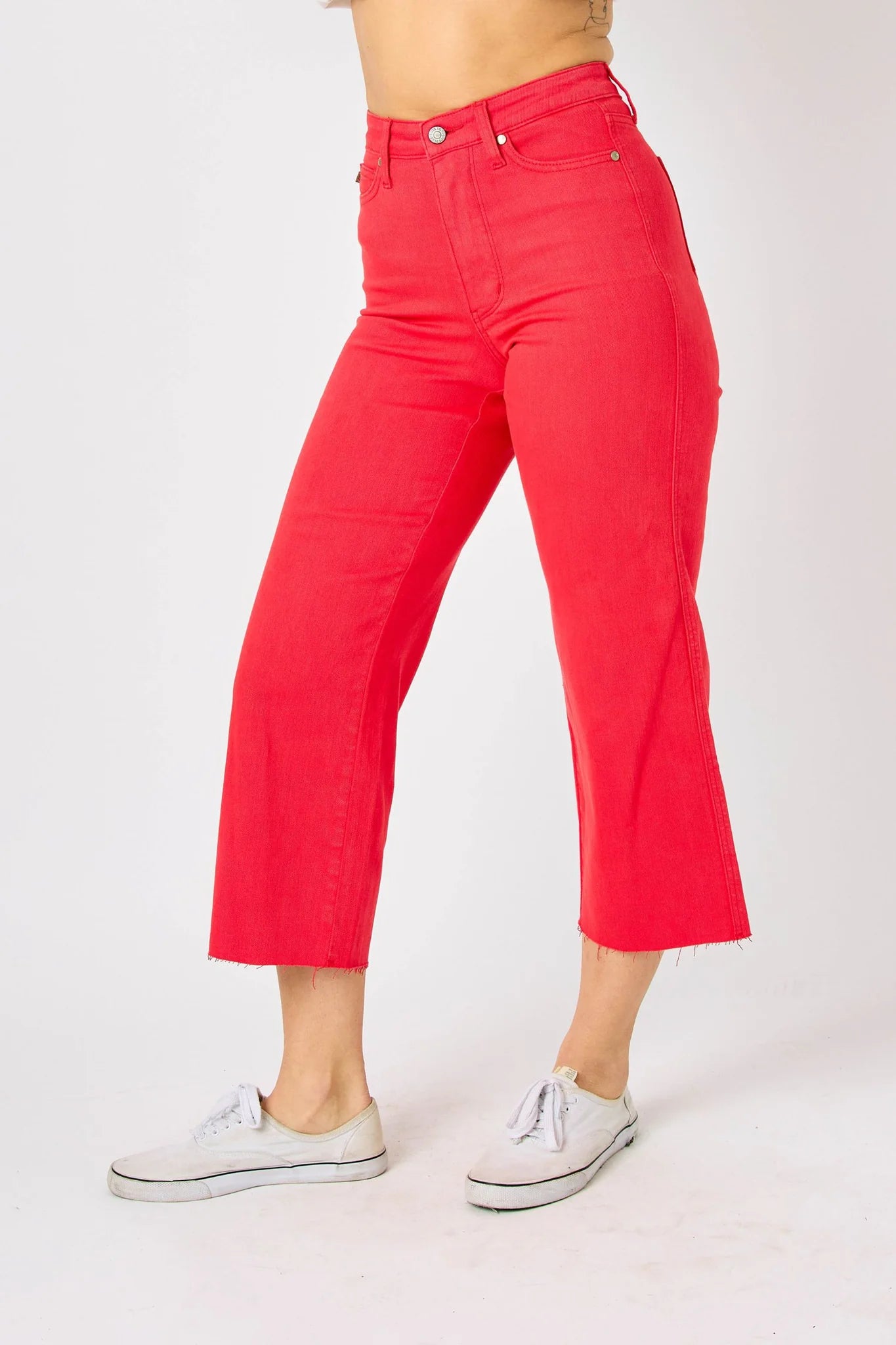 High Waist | Wide Leg Crop | Red