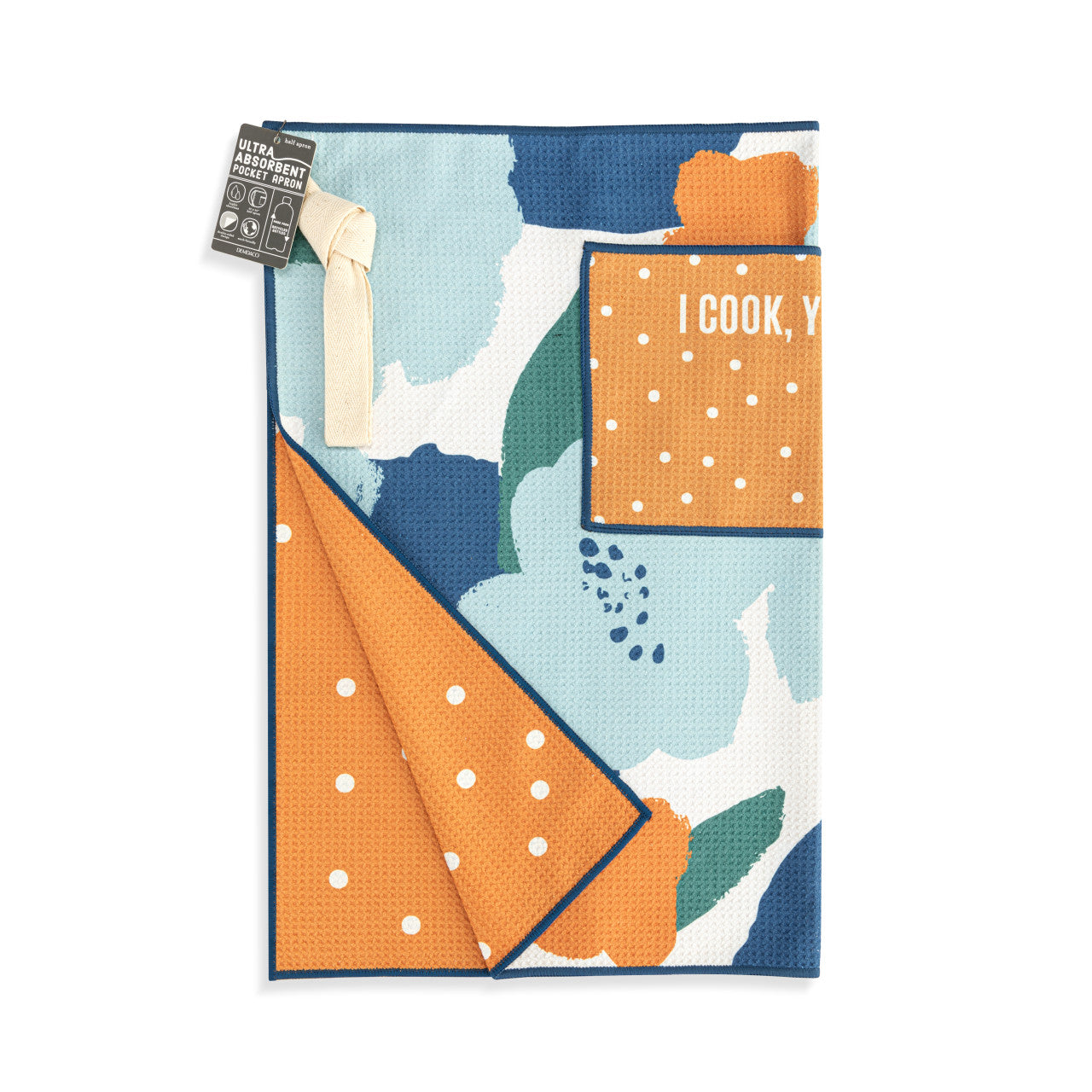 Blue Orange Poppy Absorbent Half Apron