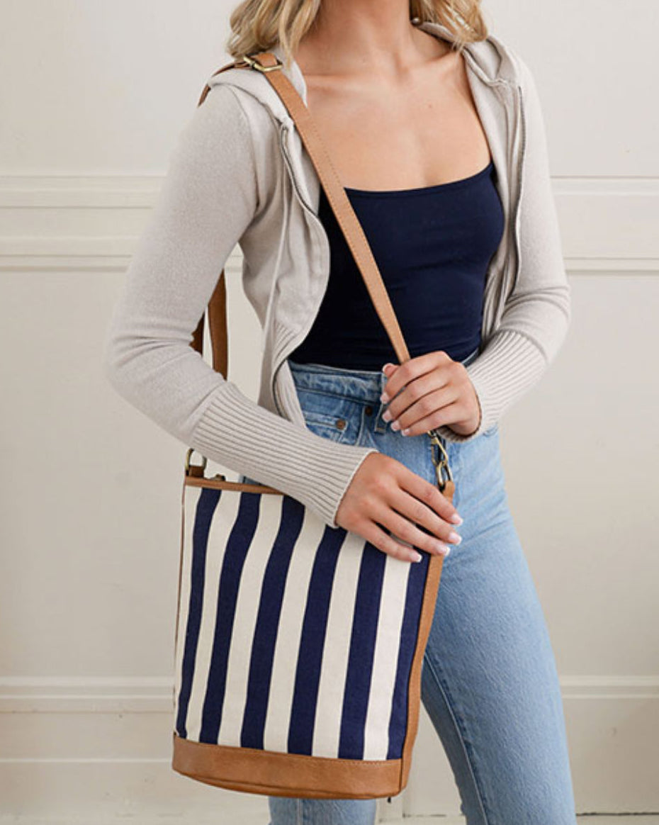 Awning Stripe Bucket Canvas Bag