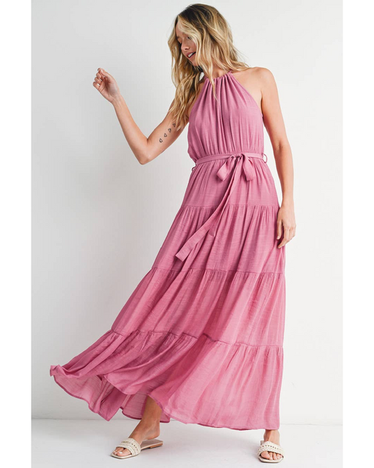 Tiered Halter Maxi Dress