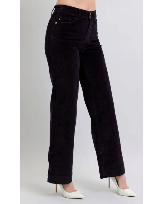 High Waist | Wide Leg | Corduroy Black