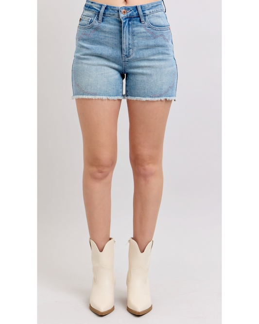 High Waist | Western Embroidery Cut Off Shorts