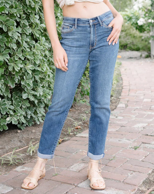 Mid-Rise | Boyfriend | Vintage Wash Non-Destroy Jeans