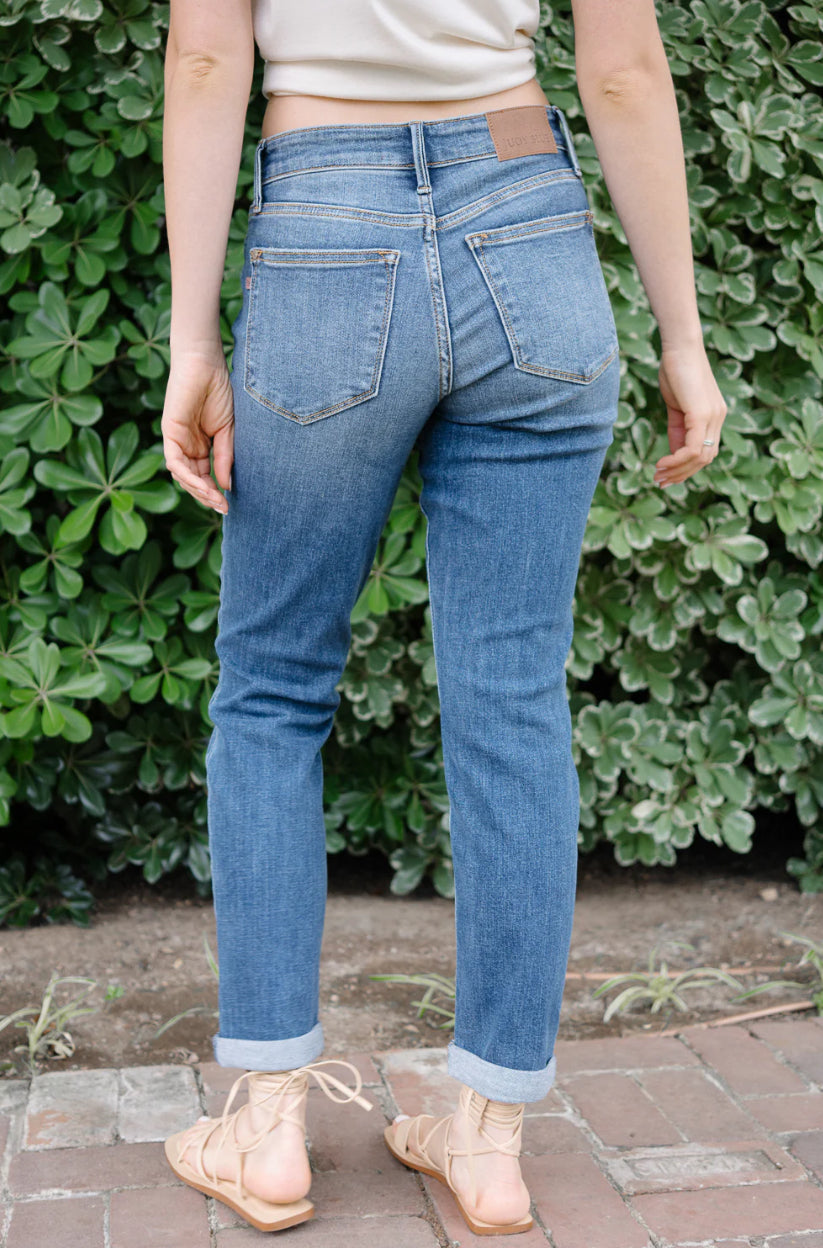 Mid-Rise | Boyfriend | Vintage Wash Non-Destroy Jeans