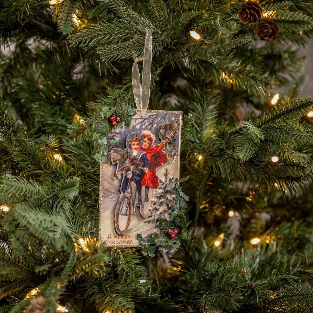 Merry Christmas Postcard Ornament