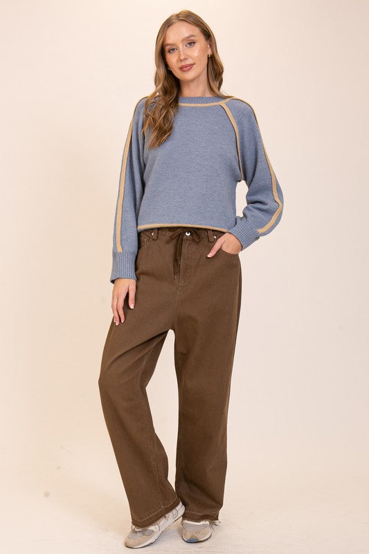 Sweater with Trim Accents