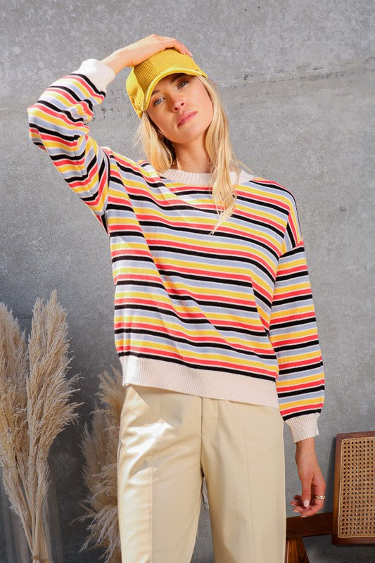 Rainbow Striped Knit Sweater