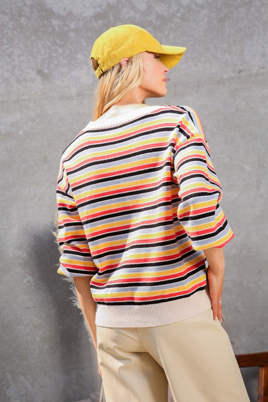 Rainbow Striped Knit Sweater