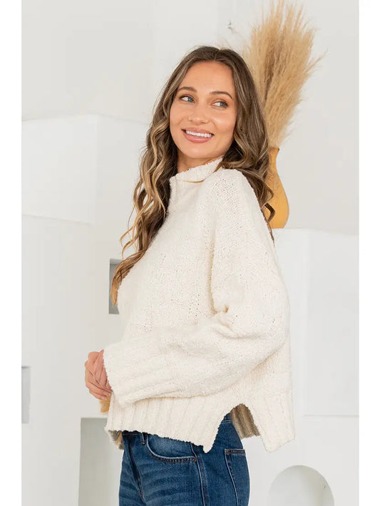 Mock Neck Chunky Knit Sweater