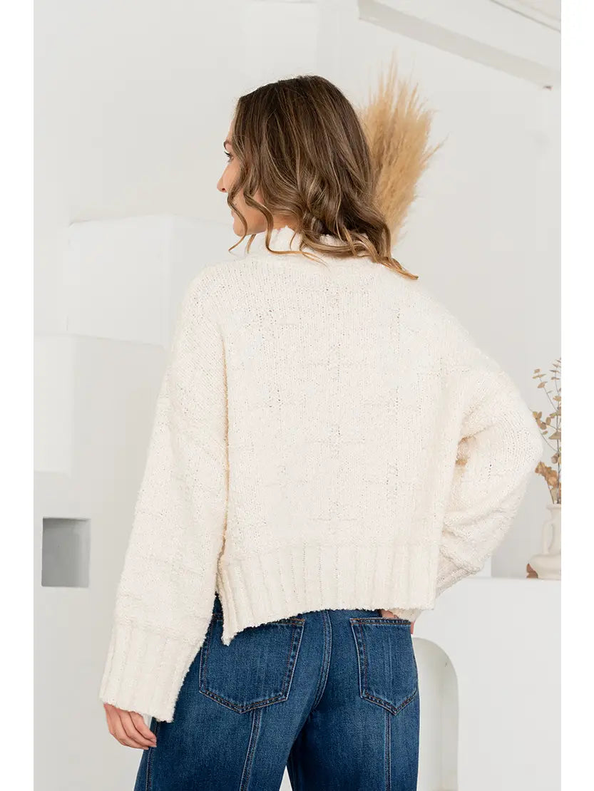 Mock Neck Chunky Knit Sweater