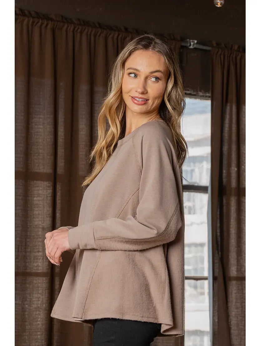 Plus Exclusive | Reverse Cover Stitch Detail Top