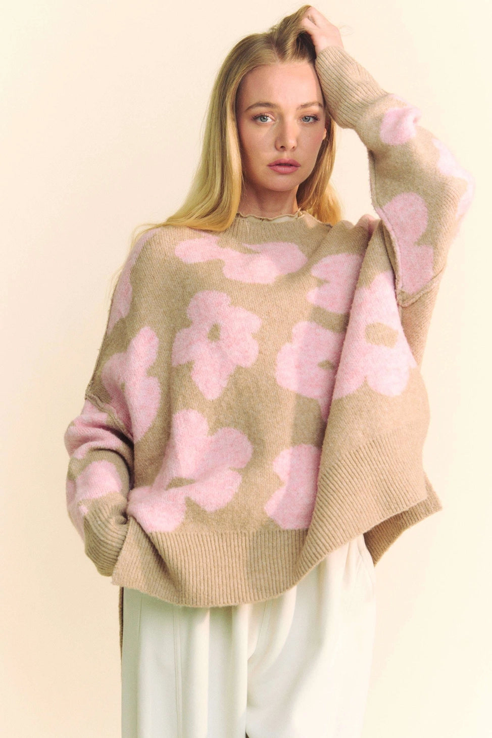 Floral Loose Fit Knit Sweater
