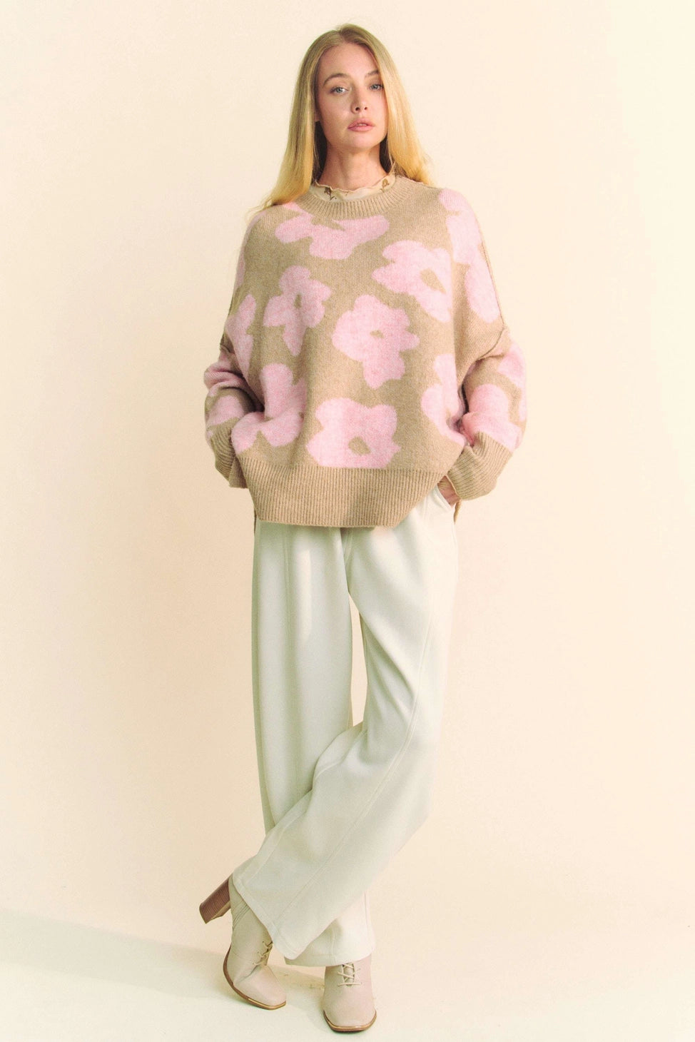 Floral Loose Fit Knit Sweater