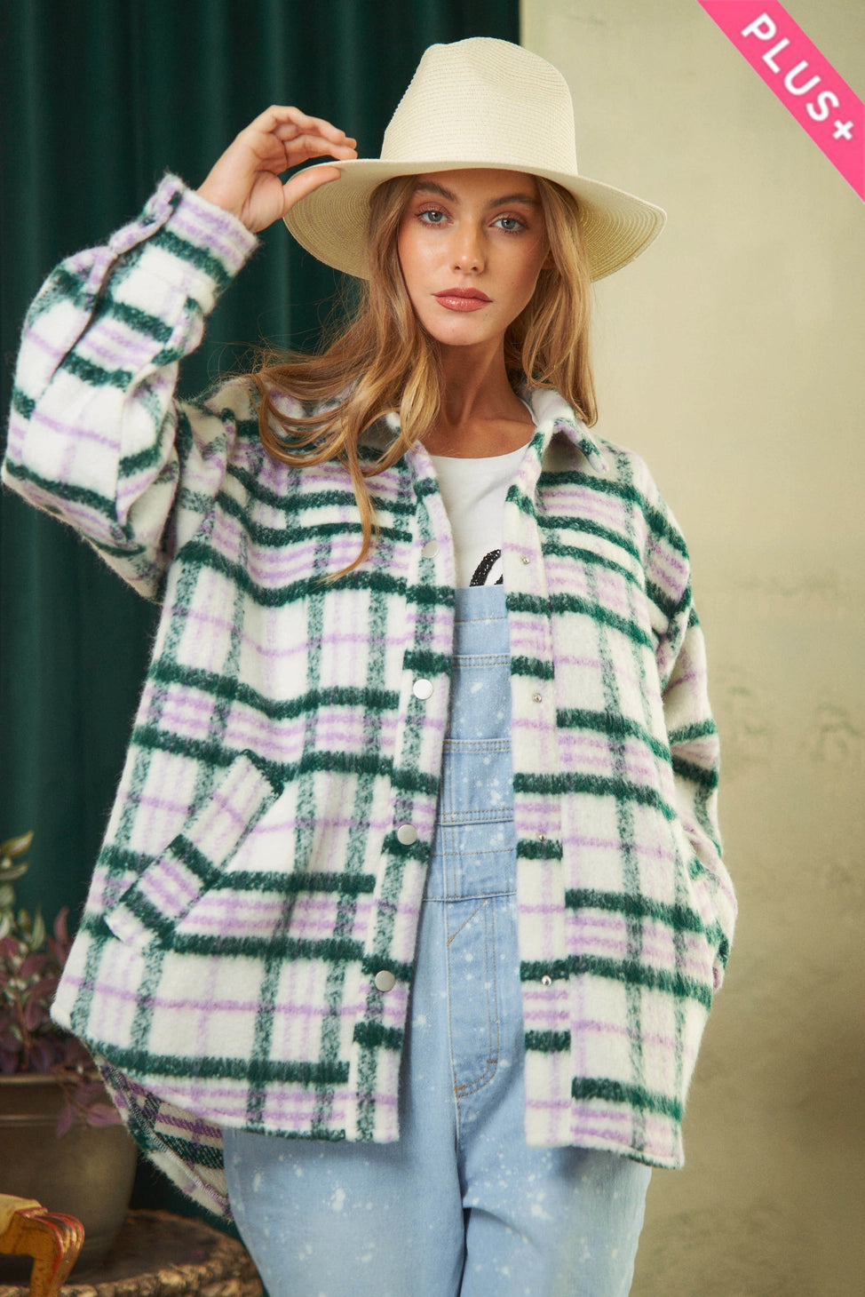 Plus Exclusive | Plaid Button Down Shacket