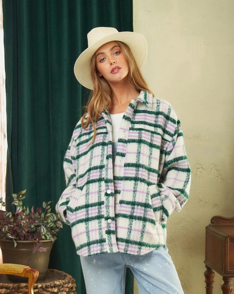 Plus Exclusive | Plaid Button Down Shacket
