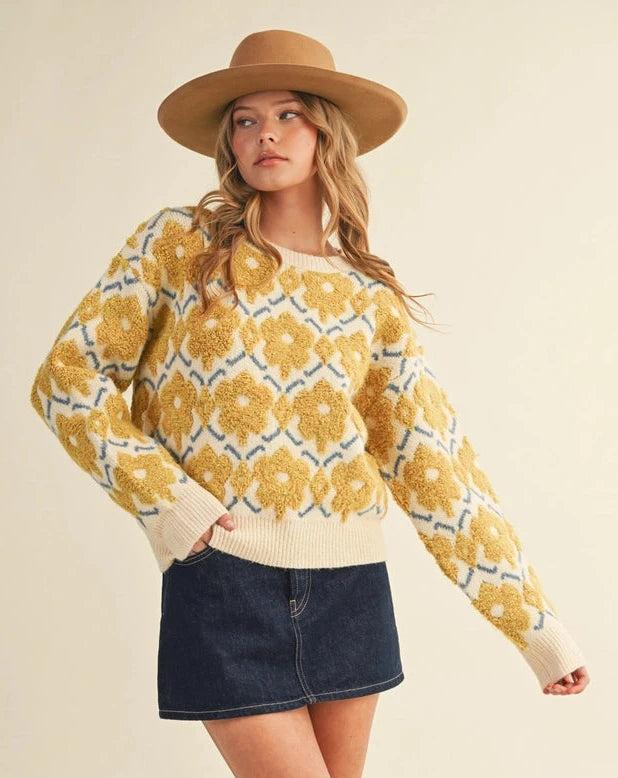 Fuzzy Floral Sweater