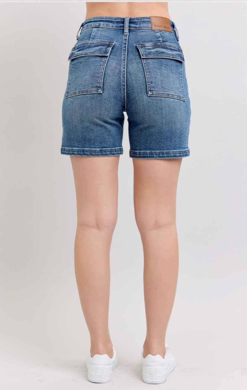 High Waist | Mid Length Utility Shorts