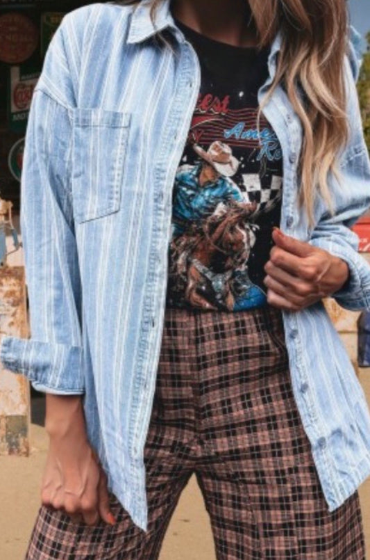 Denim Stripe Shacket