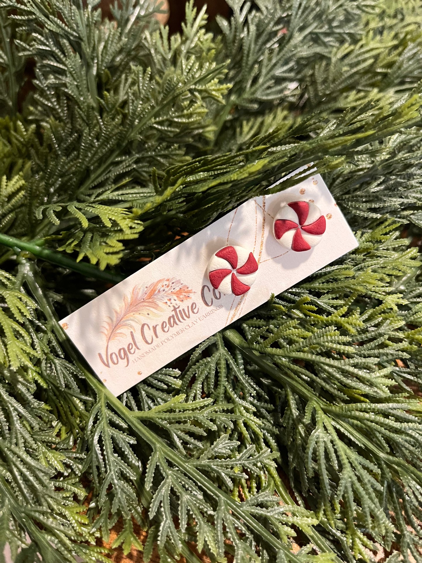 Polymer Clay Earrings | Peppermint Swirls