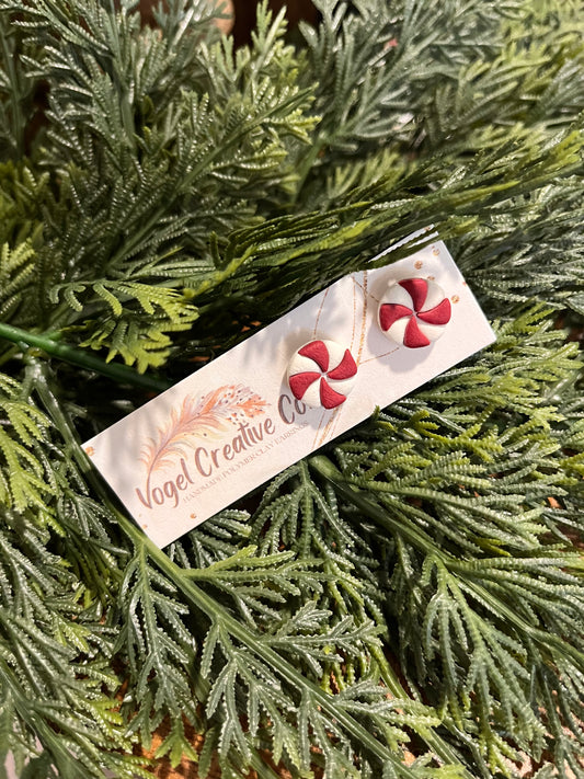 Polymer Clay Earrings | Peppermint Swirls