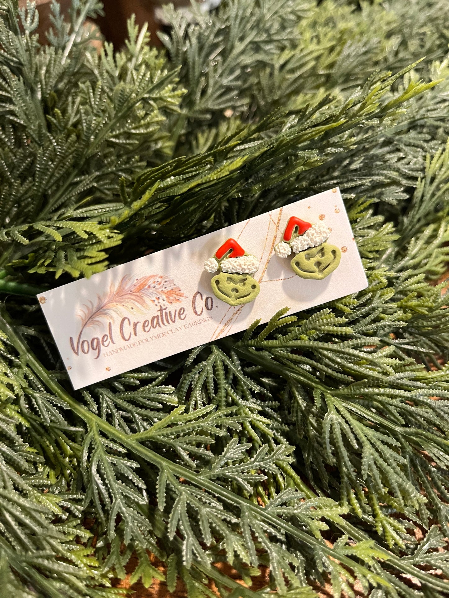 Polymer Clay Earrings | The Grinch