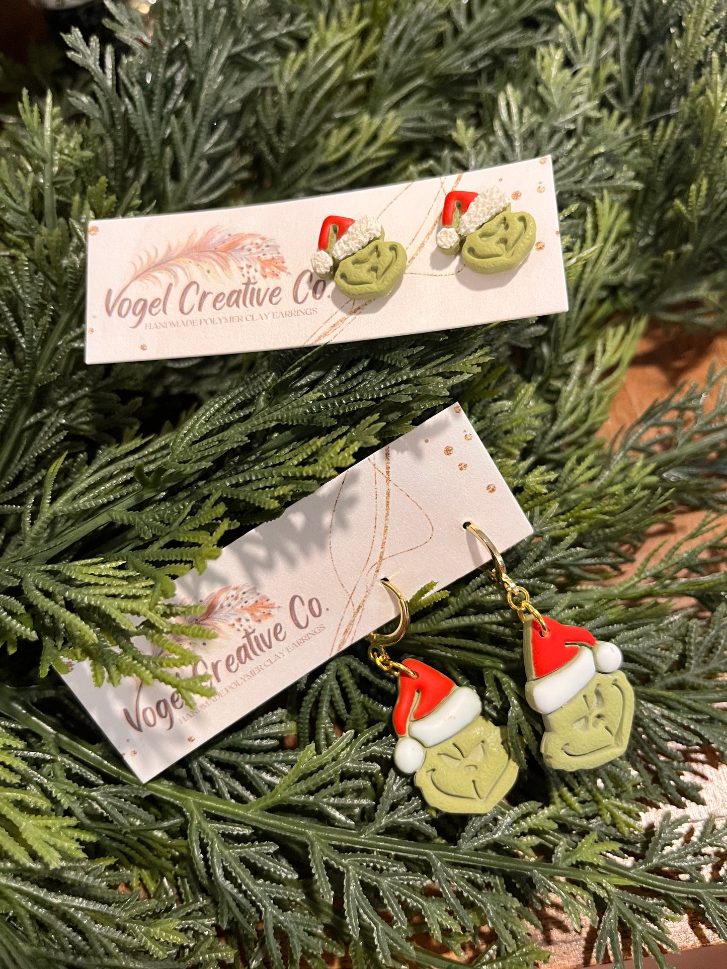 Polymer Clay Earrings | The Grinch