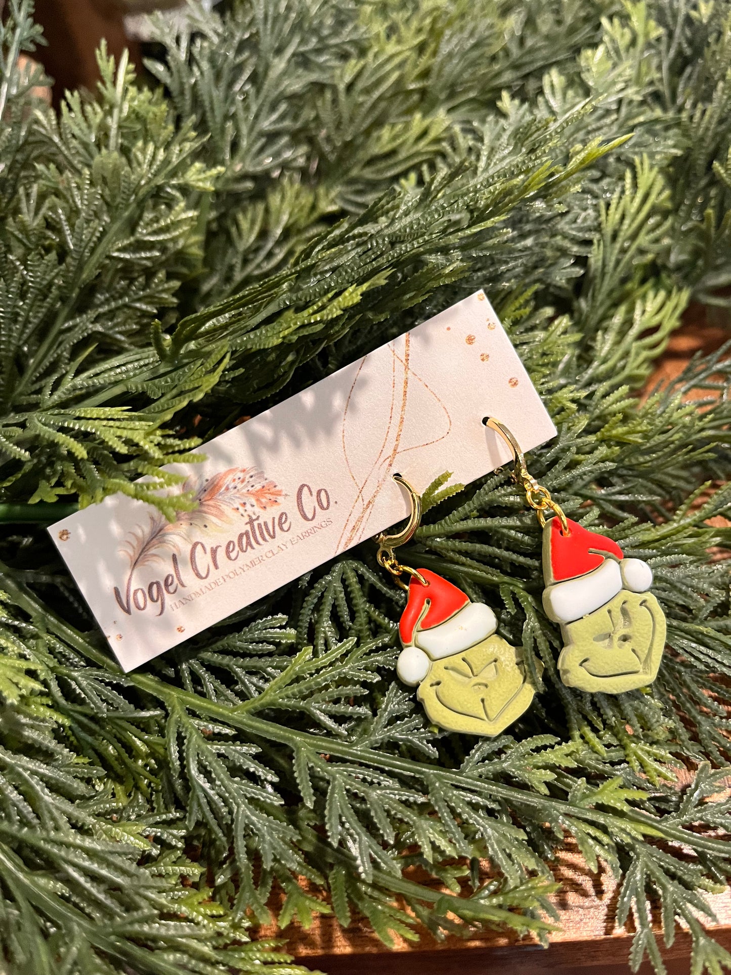 Polymer Clay Earrings | The Grinch