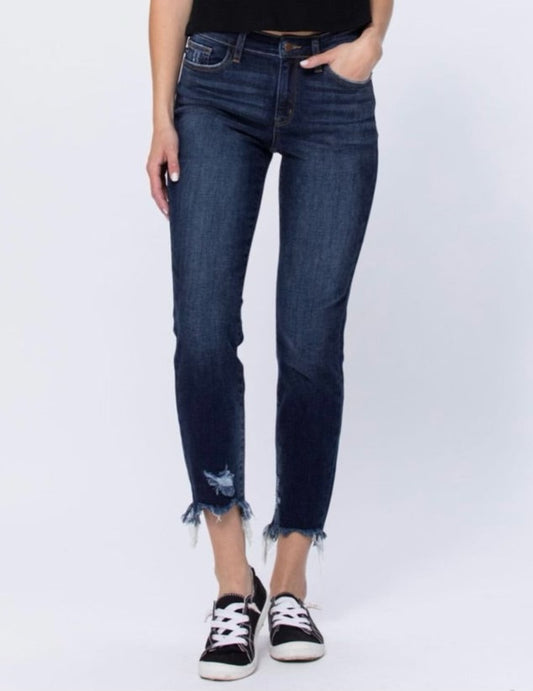 Mid-Rise | Slim | Destroyed Hem Jeans