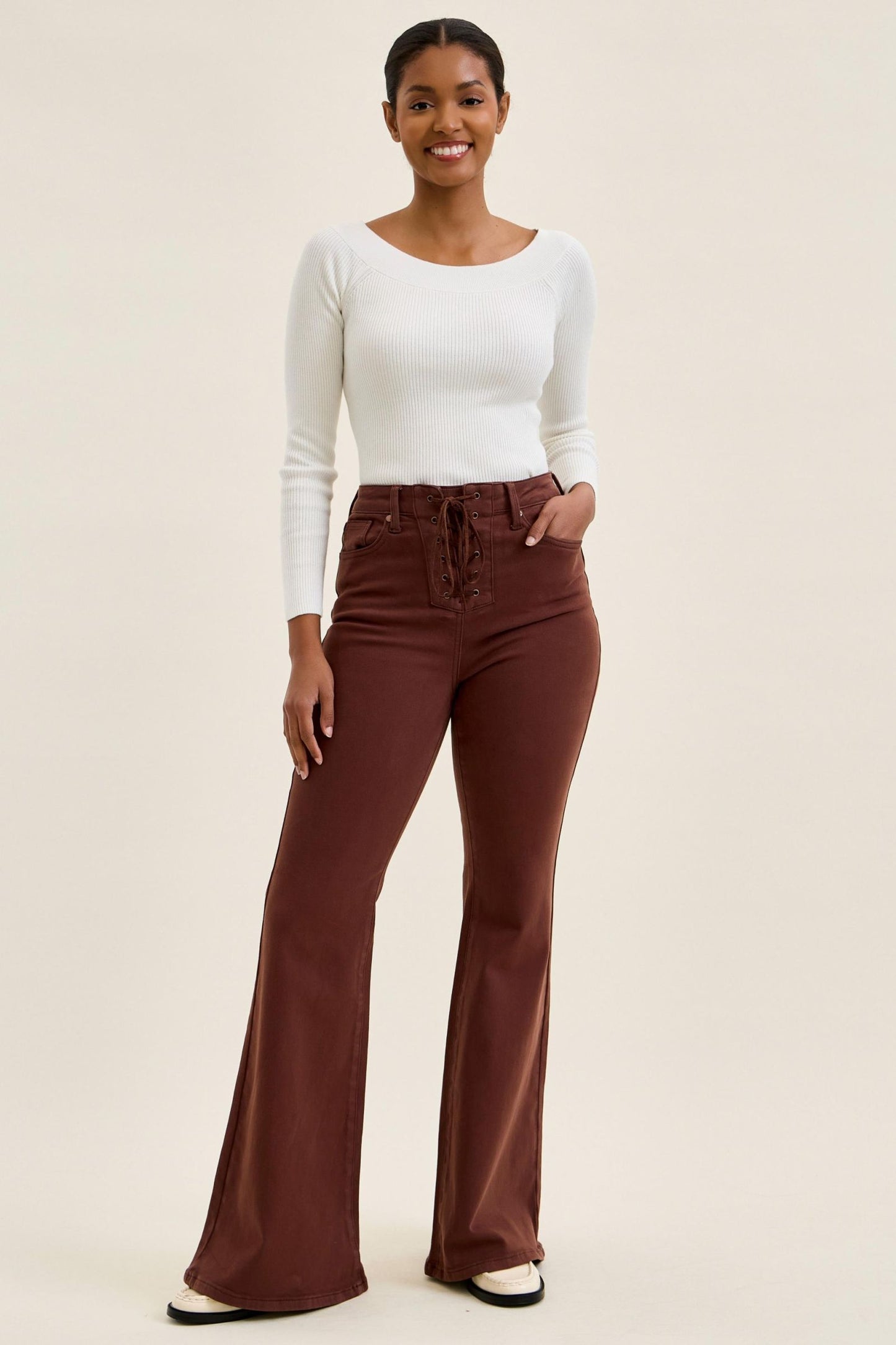 HW | Flare with Lace Up | Cocoa Brown
