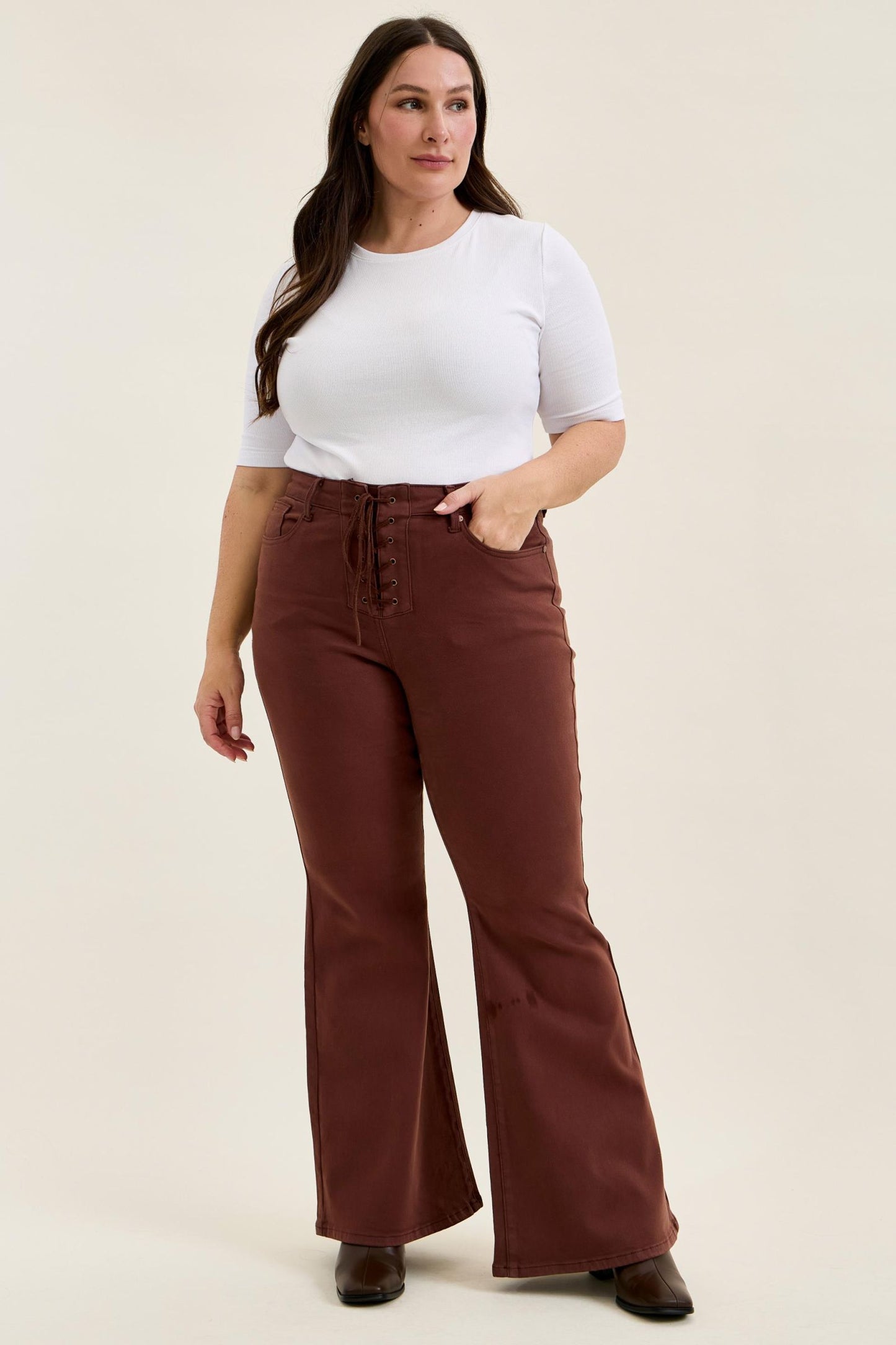 HW | Flare with Lace Up | Cocoa Brown