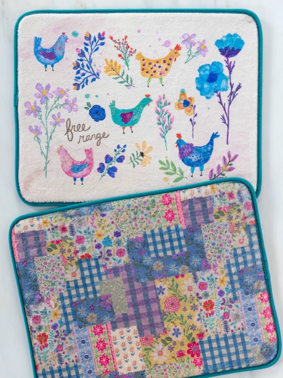 Reversible Dish Drying Mat | Chickens