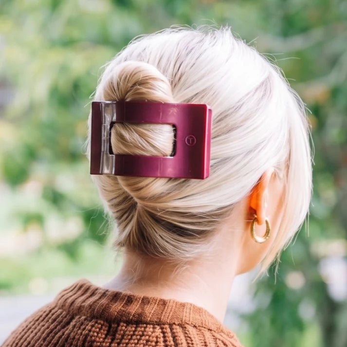 Teleties Flat Rectangle Hair Clip | Mulberry