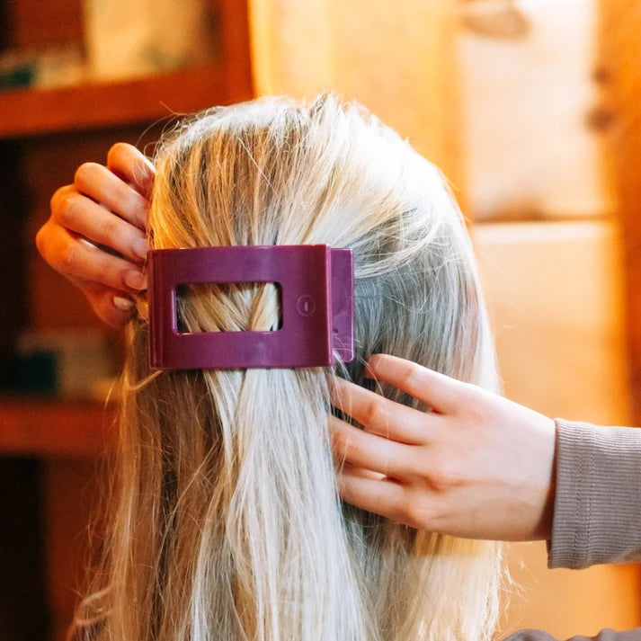 Teleties Flat Rectangle Hair Clip | Mulberry