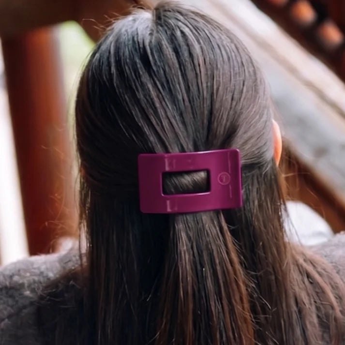 Teleties Flat Rectangle Hair Clip | Mulberry