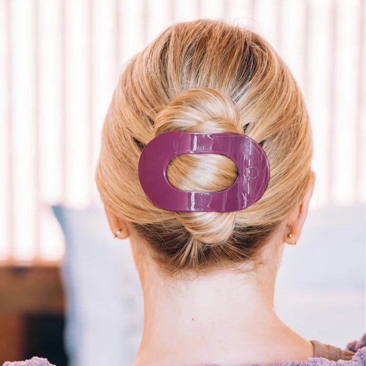 Teleties Flat Round Hair Clip | Mulberry