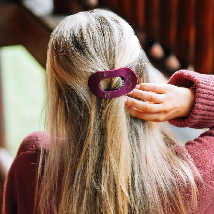 Teleties Flat Round Hair Clip | Mulberry