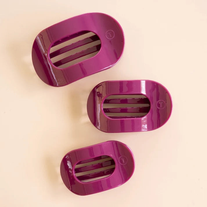 Teleties Flat Round Hair Clip | Mulberry