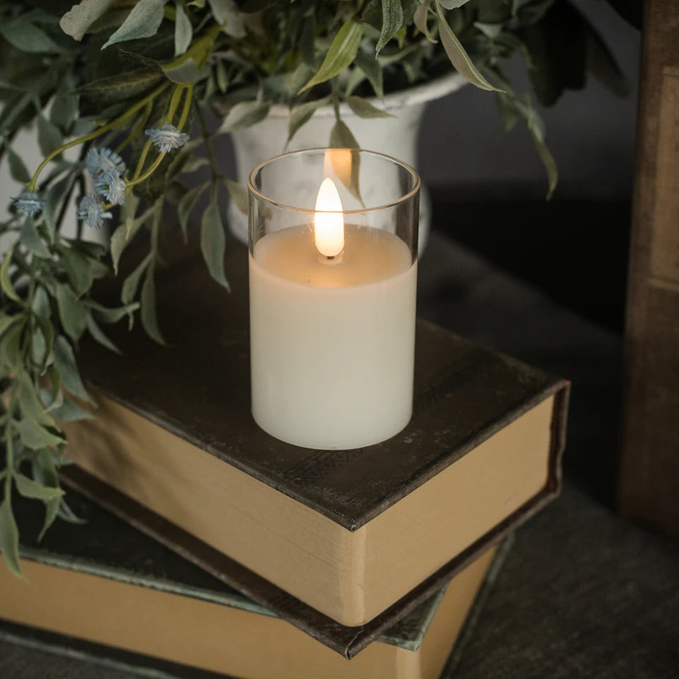 3" Glass 3D Flame Candle
