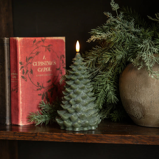 3D Flame Candle | 8" Green Tree