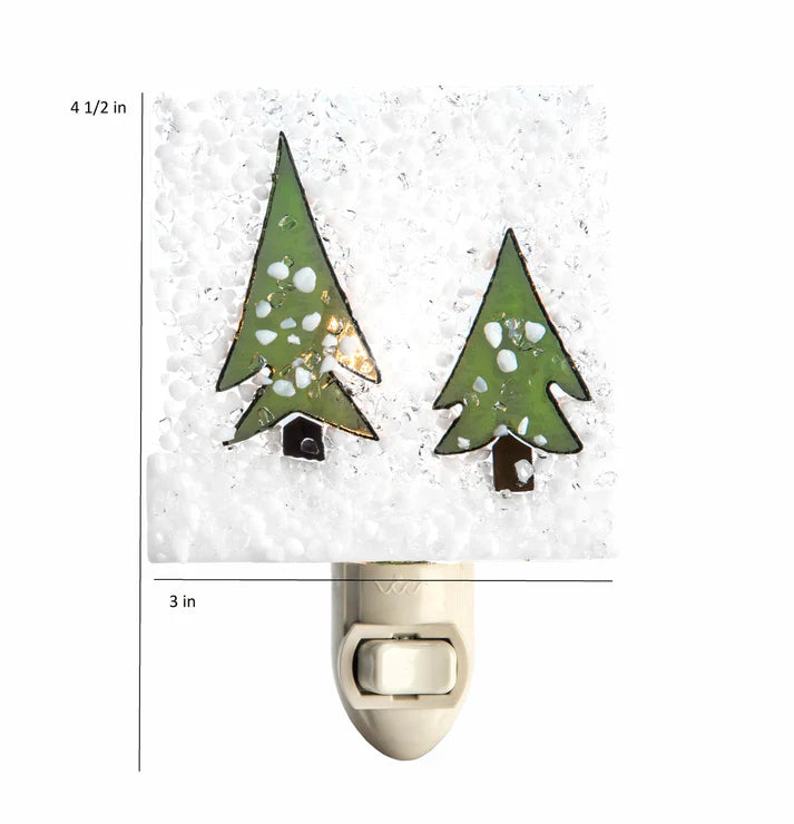 Glass Night Light | Winter Pines