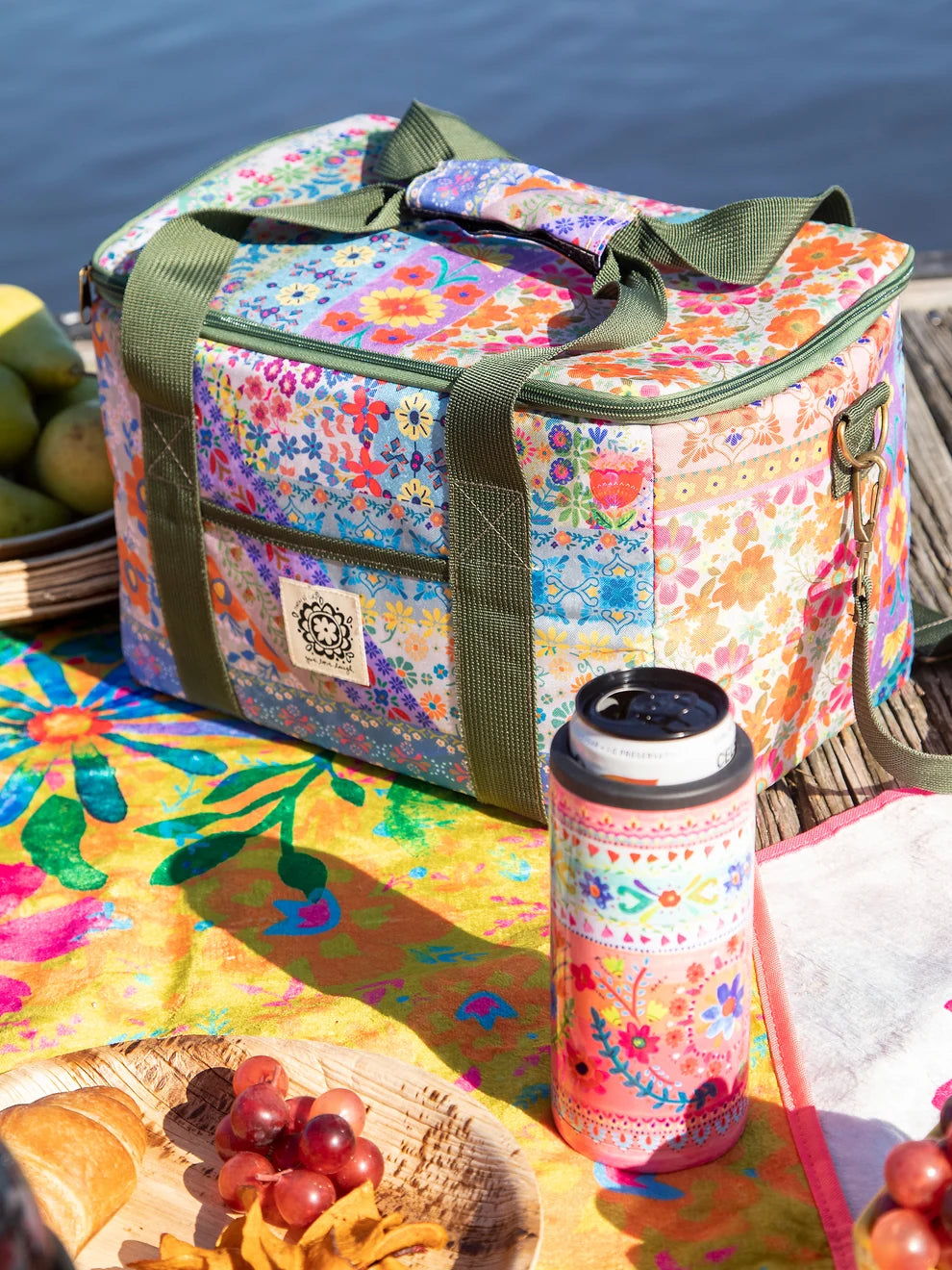 Cooler Tote | Folk Flower Patchwork