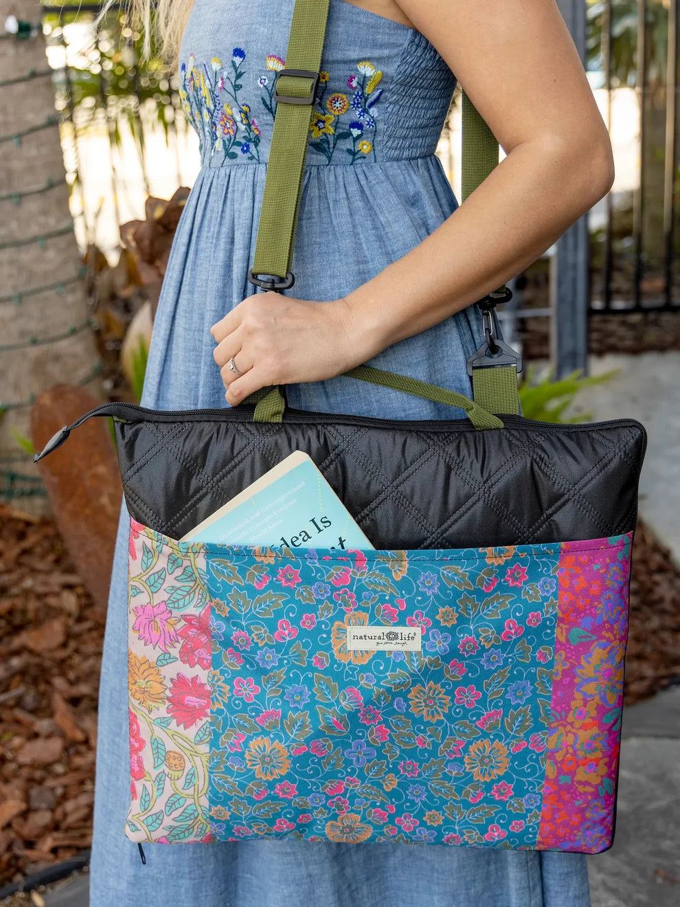 Picnic Blanket Tote | Bright Patchwork Zinnias