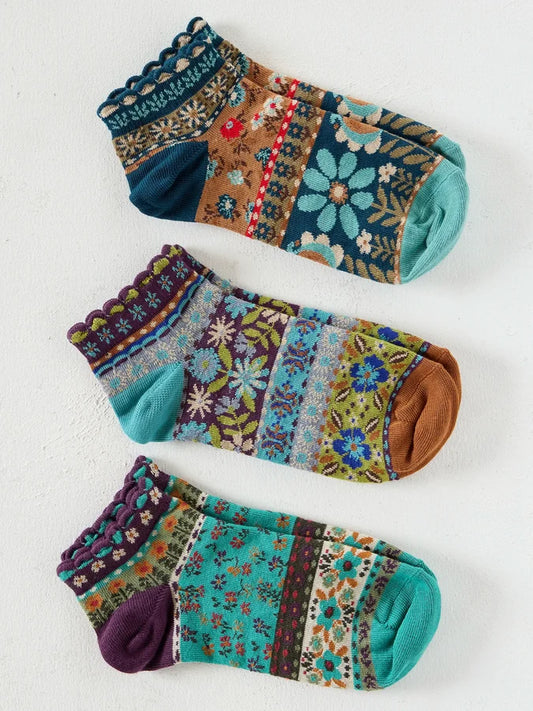 Boho Ankle Socks, Set of 3